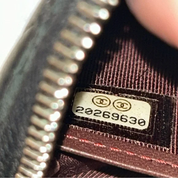 Authentic Chanel Lambskin Leather Quilted Black ZIP Around Wallet S# 20269630 - Picture 9 of 13